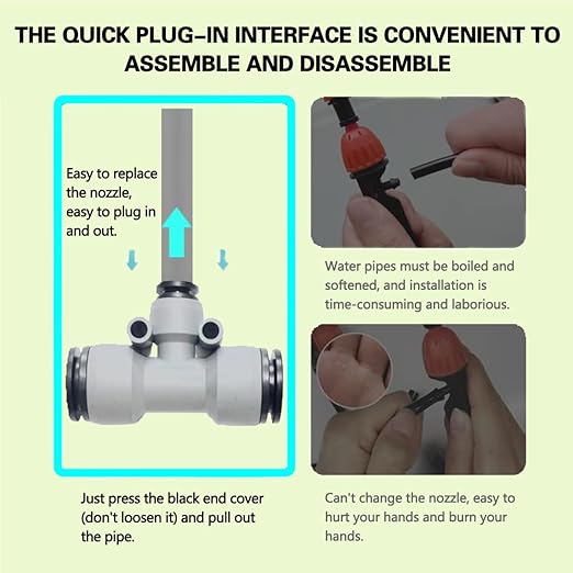 98 FT Irrigation System Kit. with 360°Fan-Shaped and Atomizing NozzleCan Be Quickly Installed and Disassembled for Garden Plant Flowerpots and Courtyard Watering Systems.