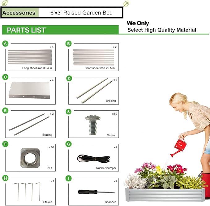 porayhut 6'x3' Raised Garden Bed Pack of 2Kit Easy Set-up Planter Box for Vegetable FruitMetal Galvanized Large Size Raised Bed