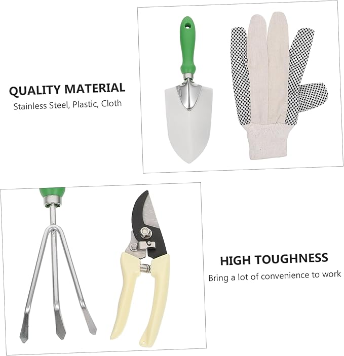 11pcs Stainless Steel Garden Tool Set with Plastic Handles Portable Shovel Rake and Apron for Planting Kit for Outdoor Use