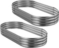 Land Guard 2Pcs Galvanized Raised Garden Bed Kit Galvanized Planter Oval Large Metal Raised Garden Boxes Outdoor for Vegetables (Modern Grey)
