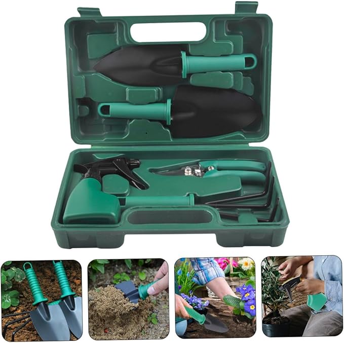 Gadpiparty Garden Hand Tool Set with Shovel Rake Pruning Shears in Portable Carry Case for Outdoor Planting and Flower Gardening 5pcs Sturdy Gardening Supplies Kit