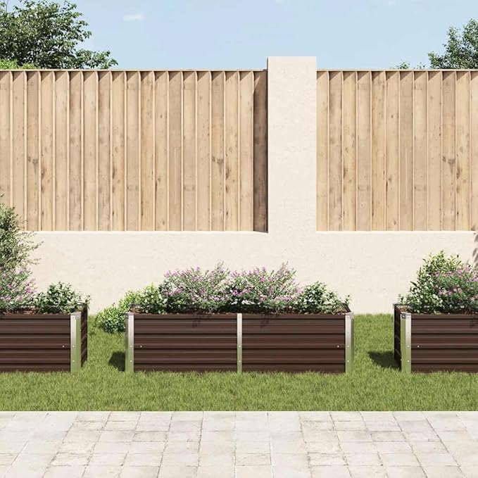 Garden Raised Bed Outdoor planters Garden Bed Planter Boxes Outdoor Suitable for Backyard Patios Flowers Restaurants Brown 63x15.7x17.7 Galvanized Steel