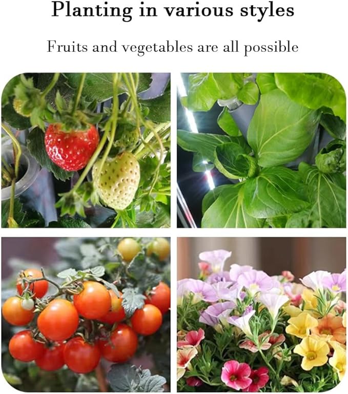 Hydroponics Growing System Tower Garden Vertical Hydroponic System Automatic Water Circulation Increased Oxygen Capacity for Fruits Vegetables(Gray8 Layers)