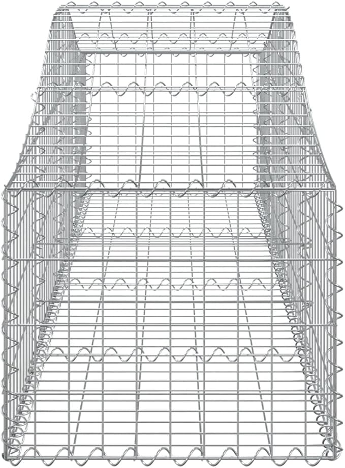 7 Piece Galvanized Iron Gabion Basket Set Silver Spiral Planter Box 78.7 x 78.7 x 19.7 in Outdoor Garden Raised Bed for Stones Plants Patio Yard