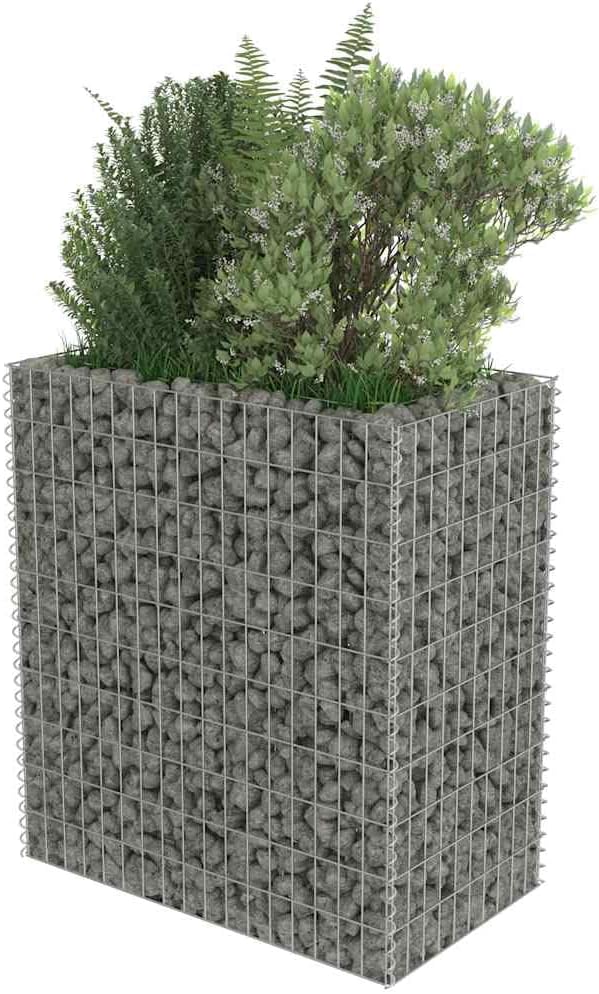 Gabion Raised Bed Silver Galvanized Steel 35.4x19.7x39.4 in Outdoor Planter Box for Garden Plants Heavy Duty Stone Basket Retaining Wall