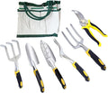 Garden Tool Set with Storage Bag 6-Piece Aluminum Alloy Hand Tools Ergonomic Handles Includes Trowel Pruner Cultivator Fork