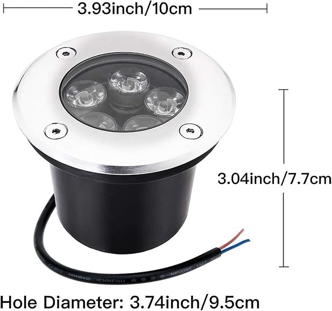 4 Pack Landscape Lights - 5W Outdoor Buried LED Spotlights Round Garden Floor Lamp IP67 Waterproof LED Path Light Decorative Walkover Lights
