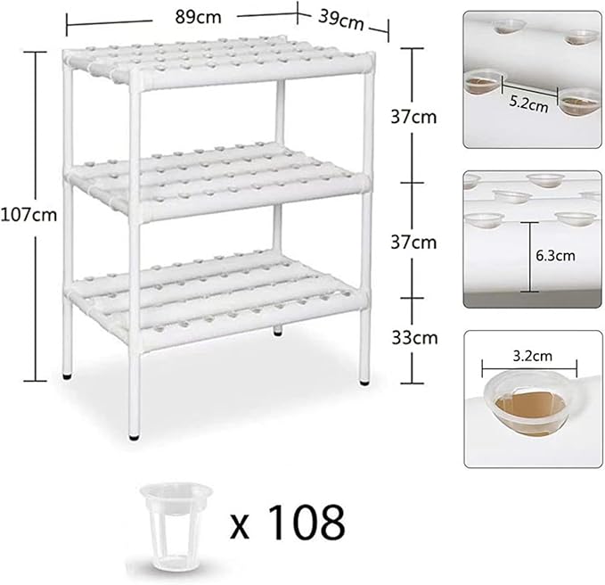 Hydroponic Growing Kits 3 Layers 108 Holes Hydroponic Growing System Hydroponic Grow Kit with Water Pump &amp Pulley Foot Water Culture Plant Growing System for Leafy Vegetables