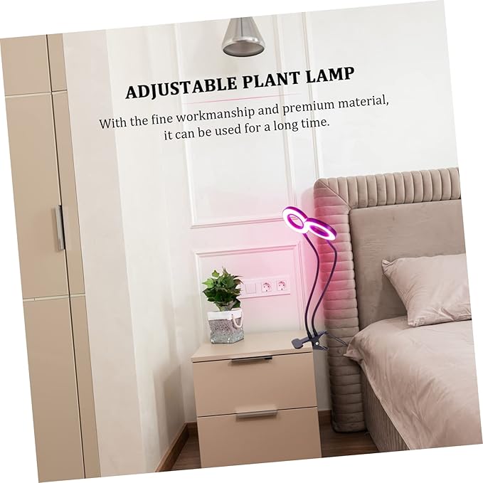 LED Grow Light Clip for Indoor Plants Adjustable Dual-Head Timer 5V Dimmable Plant Growth Lamp for Greenhouse Use