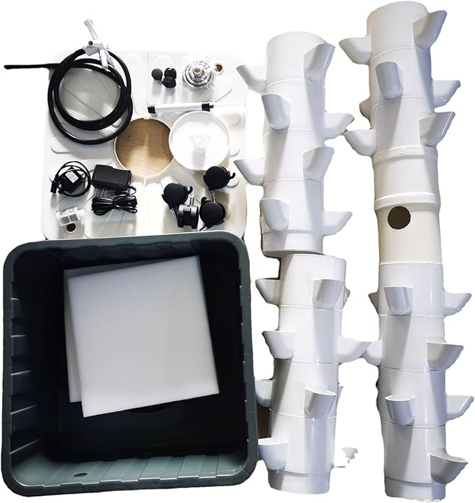 45-Pod Hydroponics Growing System Tower with Silent Pump &amp Timer - Indoor/Outdoor Vertical Garden for Herbs Fruits Vegetables