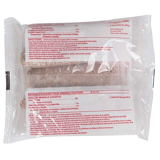 Jobe's Fruit &amp Citrus Fertilizer Spikes 8-11-11 Time Release Fertilizer for All Fruit Trees 5 Spikes per Clear Bag (Pack of 2)