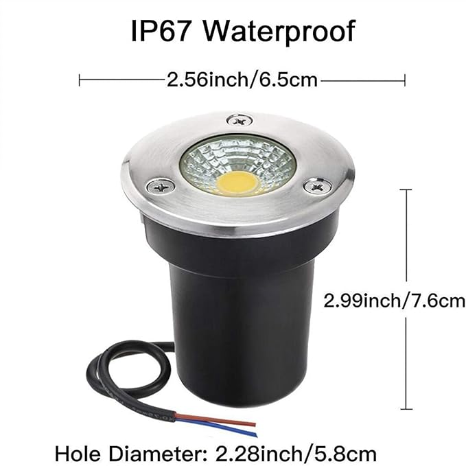 Underground Light LED - 3W LED Beam Spotlight LED Landscape Lights Mini Floor lamp IP67 Waterproof Outdoor Ground Lights for Terrace Garden Passage Decoration 24V (White Light 110V)