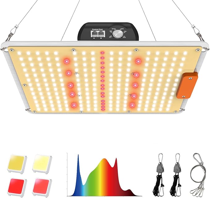 QUAL-B-1000 LED Grow Lights with Samsung LM301B Diodes Dimmable Sunlike Full Spectrum Daisy Chain Plant Grow Light for Indoor Seeding Veg Bloom 3x3/2x2 Coverage Flower Plant Growing Lamps 2.6 umol/J