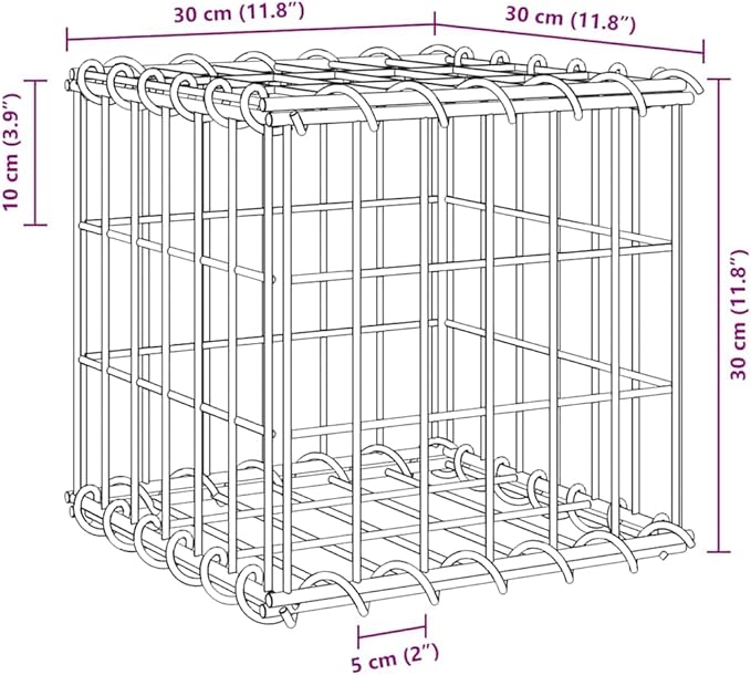 Gabion Raised Bed Silver Steel Wire 11.8x11.8x11.8 in Cubic Planter for Outdoor Plants Durable Garden Bed