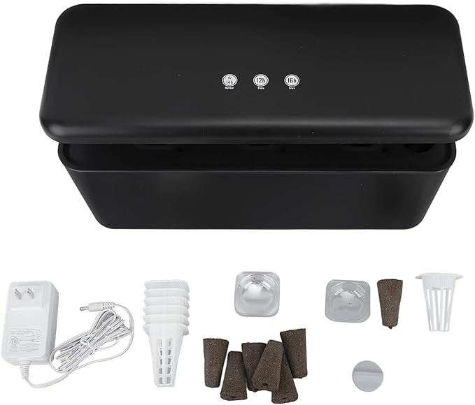 SIXRUN Hydroponics Growing System 3 Modes LED Hydrophonic Planter for Indoor Garden US Plug 100V‑240V LED Hydroponics Growing System Kit (Black)