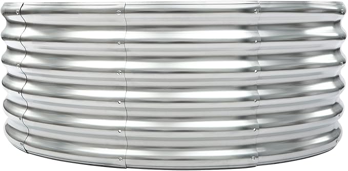 3.5x3.5x1.5 ft Round Galvanized Raised Garden Bed Round Metal Planter Box for Vegetables Fruits and Flowers Outdoor Metal Raised Bed Rust-Resistant and Easy Assembly (Silver)