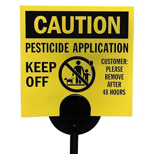 SmartSign (20-Pack) Caution Pesticide Application Keep Off Yard Sign with Stake 16 mil HDPE Plastic Black/Yellow 4x4 Lawn Sign + 16 Stake Kits Made in USA