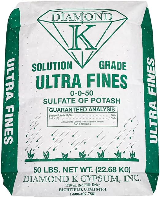 50lb Bag Organic Solution Grade Sulfate of Potassium Fertilizer Powder 0-0-50 (2 Bags)