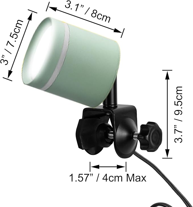 7W LED Linear Look Green Super Clamp Lamp Full Spectrum Clip-on Desk Lamp Macaron Wall Sconce Spotlight Wall Lamp No Wiring Needed Timer Plug in Cord for Plant Growing Light