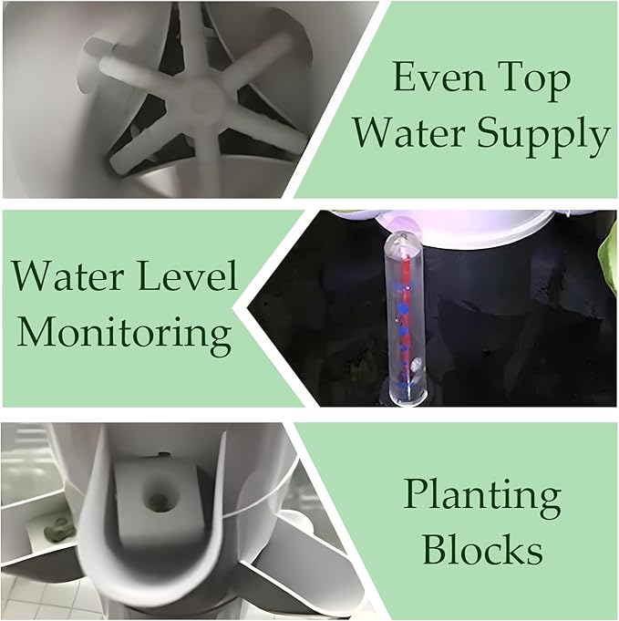 45-Plant Hydroponics Tower Vertical Planter Tower Garden Vertical Growing System Kit Indoor Planter Germination Kit for Herbs Fruits Vegetables