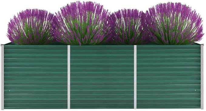 Garden Raised Bed Galvanized Steel 94.5x31.5x31.3 Green