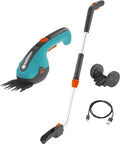 Gardena ClassicCut Li Cordless Lawn Shears Set: with Cutting Width of 8 cm and Telescopic Handle with Wheels Comfortable Handle with LED Charging Status Display (9886-20)