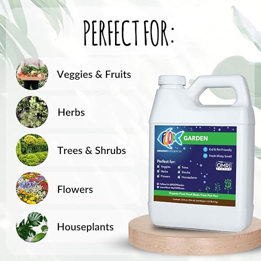 FOOP Garden - Organic Liquid Plant Food Made from Fish Manure (with Fresh Minty Scent) | Fish Fertilizer Alternative Perfect for Veggies Herbs FlowersTreesShrubs | Kid&ampPet Friendly (32oz 2 Pa