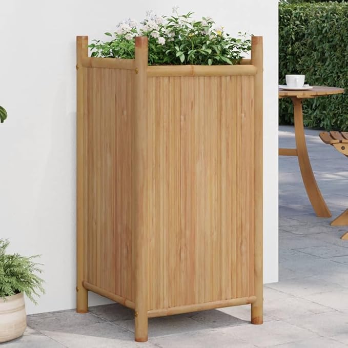 Planter Raised Garden Bed Planter Boxes Outdoor Garden Boxes Suitable for Backyard Restaurants Flowers Patios 15.7x15.7x31.5 Bamboo