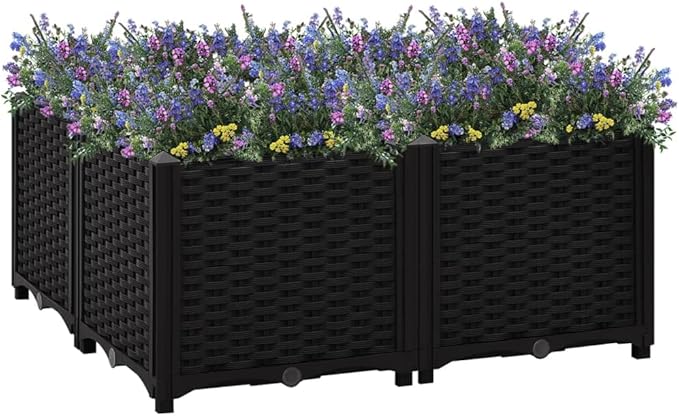 Raised Bed Outdoor Planter Garden Bed Polypropylene Raised Garden Bed Raised Planter Bed Raised Plant Containers for Fresh Vegetables Herbs Flowers 31.5 x 31.5 x 15
