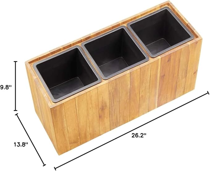 Wooden Bucket Barrel Planters Garden Raised Bed Flower Planters Pots Boxes Container with 1 Inserted Plastic Pot for Outdoor Indoor Home Decor Small Plants 26.2 x 9.8 x 13.8