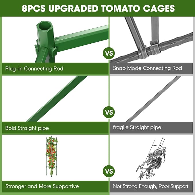 8PCS Tomato Cages for Garden Tomato Trellis for Raised Garden Bed 51.2 Tall Cage Plant Support for Pots Gardening Supplies Trellis for Climbing Plants (8PCSHigh: 51.2 Inch)