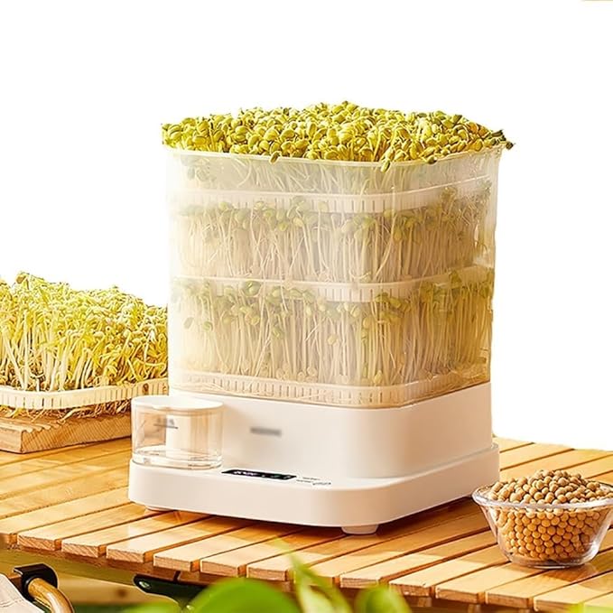 Automatic Smart Bean Sprout Machine 3 Layers Multifunction Bean Sprouts Machine Large Capacity Water-Circulation Sprayes Seed-Sprouter Kit
