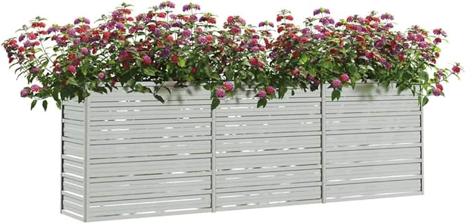 Galvanized Steel Garden Raised Bed Outdoor Planter Box Metal Patio Kit Planting Bed for Vegetables Flower Herb 94.5x15.7x30.3 Galvanized Steel Silver-705