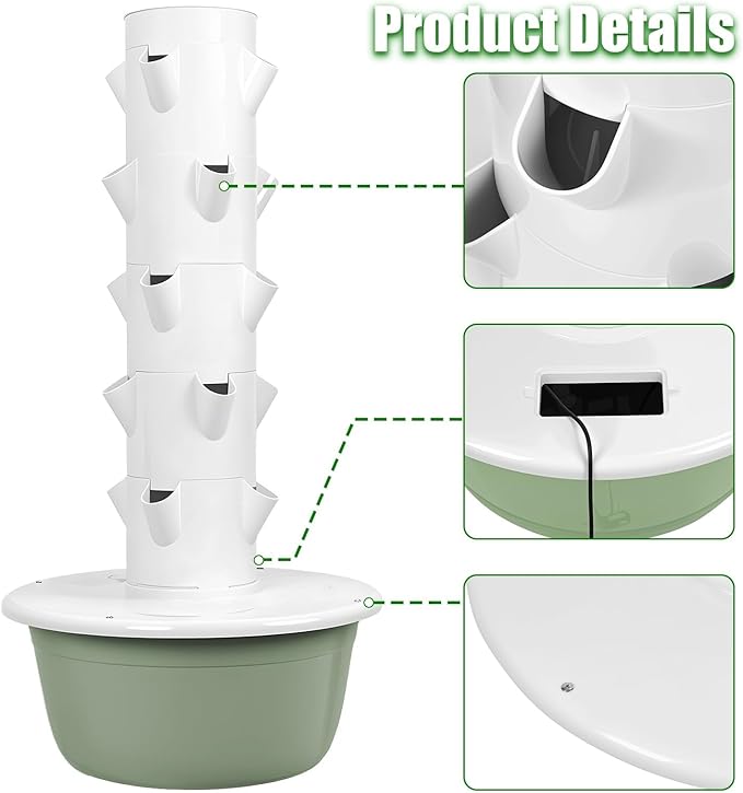 20/28 Holes Hydroponic Growing System Kit Hydroponic Garden Tower with Pump System 5/7 Layers Indoor Vertical Hydroponic Garden Tower for Herbs Fruits and Vegetables (0.3㎡ Footprint)