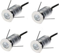 Mini 15° Narrow Beam Angle Spotlight 1W LED Underground Well Light IP67 Waterproof Outdoor LED Landscape Lights 12V-24V DC Ground Led Spot Lights for Garden Garage Illuminate(4pcs Warm Light 3000