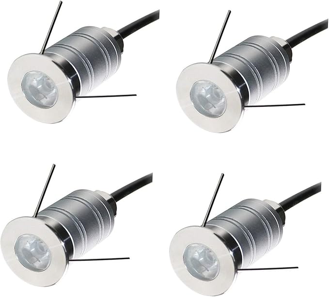 Mini 15° Narrow Beam Angle Spotlight 1W LED Underground Well Light IP67 Waterproof Outdoor LED Landscape Lights 12V-24V DC Ground Led Spot Lights for Garden Garage Illuminate(4pcs Warm Light 3000