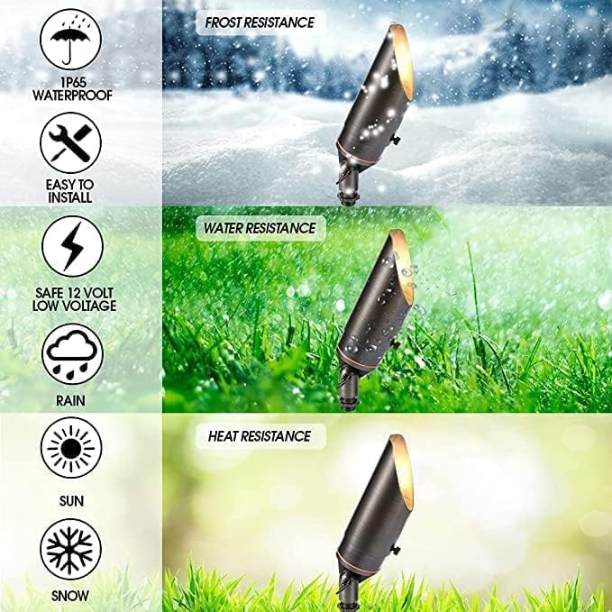 LED Spot Lights Outdoor Landscape Lighting 106 - Solid Brass Spotlight LED Yard Lights Security Landscape for Beautiful Bright Long Lasting Home Garden Patio Area Deck Lighting (2 Pack No Bulb)