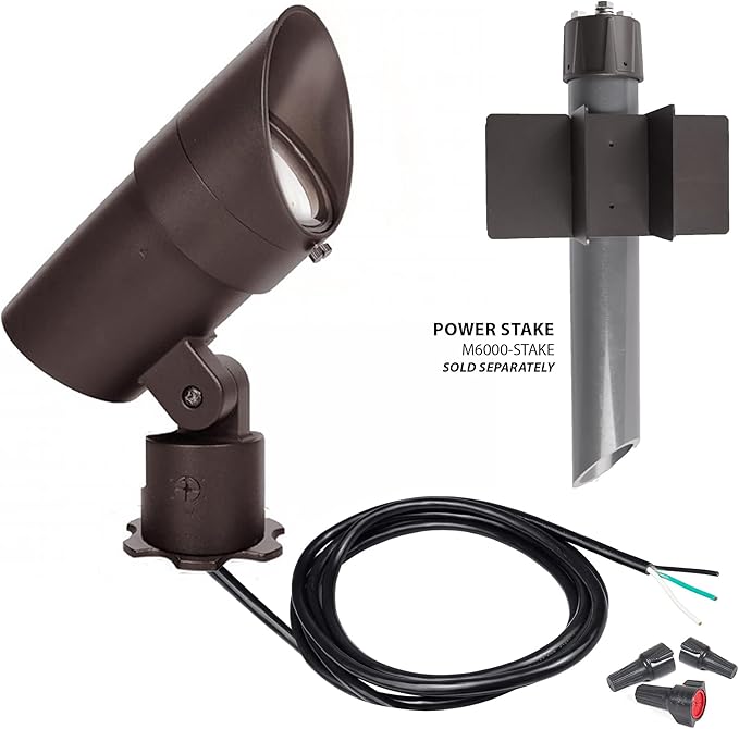 WAC Landscape Lighting LED 120V Line Voltage Large Size Accent Light with Adjustable Beam Angle and Integral Brightness Control 4000K Cool White Built-in LED in Bronze