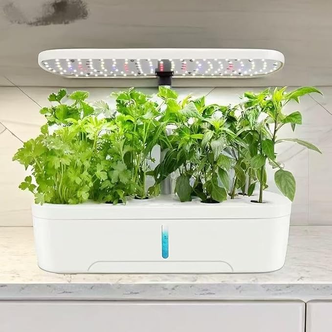 12-Hole Home Intelligent hydroponic Vegetable Planting Machine Indoor soilless Cultivation Equipment hydroponic Vegetable Pot Plant Flower Planting Machine (1 Piece) (White)
