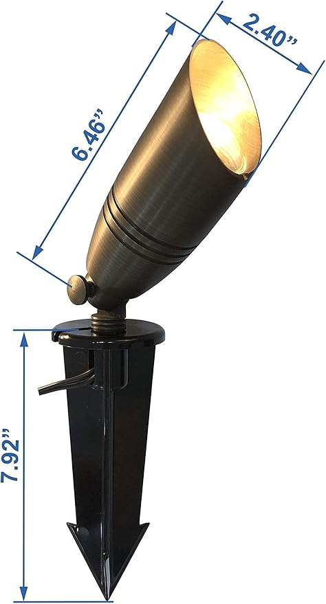 GKOLED 120W Low Voltage Transformer with 10pcs Brass Landscape Spotlights (Bulbs Included)
