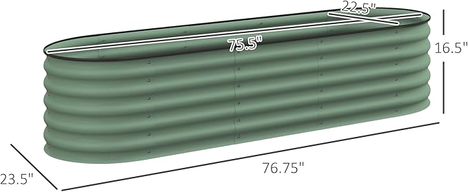 6.5' x 2' x 1.4' Galvanized Raised Garden Bed Kit Outdoor Metal Elevated Planter Box with Safety Edging Easy DIY Stock Tank for Growing Flowers Herbs Vegetables Green