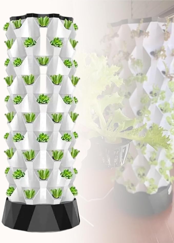 Hydroponic Tower Garden Hydroponic Growing System Vertical Tower Hydroponics Growing System for Indoor Herbs and Vegetables - Aeroponic Tower with Hydrating PumpSeeding Bed &amp Net PotsBlack-80P