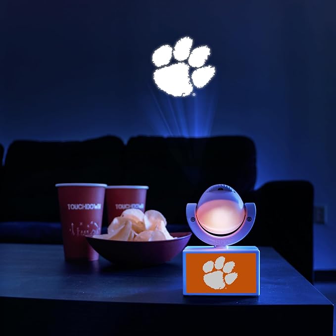 Sporticulture NCAA American Football Clemson Tigers - Adjustable Led Mini Spotlight Projector with 6 Team Logo Designs - Portable &amp Rechargeable Spotlight - Battery-Operated - 4.375” x 3.125”