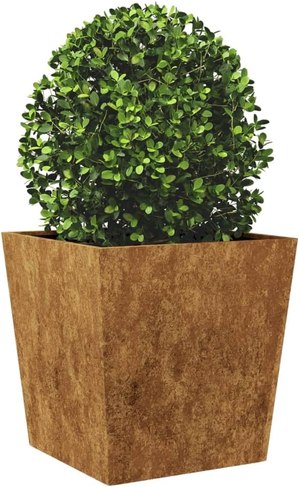 Garden Planter Brown Weathering Steel 19.7x19.7x19.7 inch Square Outdoor Decorative Inlays Durable Metal for Patio Balcony Terrace