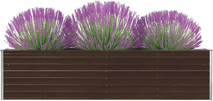 Raised Garden Bed Planter Raised Beds Raised Planter Box Planters for Outdoor Plants Garden Beds 126x15.7x30.3 Galvanized Steel Brown