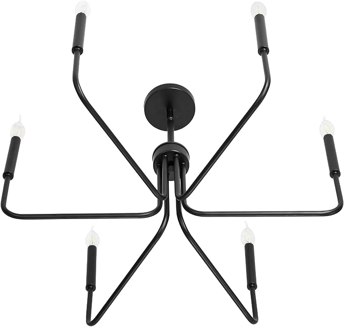 VEVOR 6-Light Chandelier Metal Farmhouse Chandelier Adjustable Height Dining Room Hanging Light Fixture for Ceilings Modern Chandelier for Bedroom Foyer Hall Kitchen Living Room and Entryway