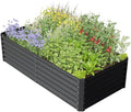 Heavy-Duty Galvanized Steel Raised Garden Bed for Outdoor Vegetable Fruit and Flower Planting – Rust-Resistant Metal Planter Box (Dark Gray - 8x4x1.5 ft)