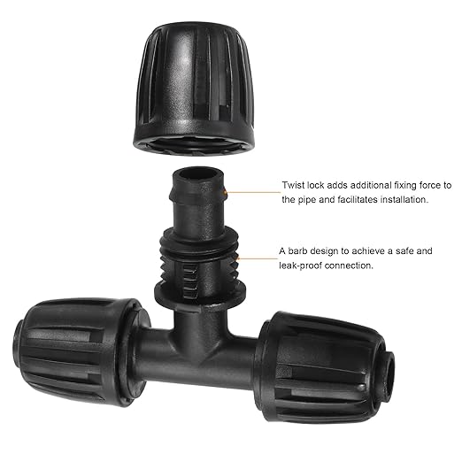 uxcell 15Pcs 1/2 Drip Irrigation Fittings Lock Barbed Tee Connectors for 1/2 Inch Tubing (16mm OD) Drip Tubing Barbed Connectors for Irrigation Tubing