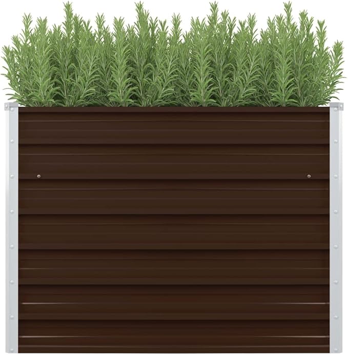Raised Garden BedBackyard Patio Planter Racks Raised BedsGarden Raised Bed Planter Boxes Suitable for Planting Flowers Brown 39.4X39.4X30.3 Galvanized Steel