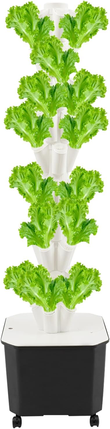 Hydroponics Growing System 50-Plants Indoor Hydroponic Tower with Pump System Plants Germination Kit with Wheels Vertical Hydroponic System for Gardening Lover